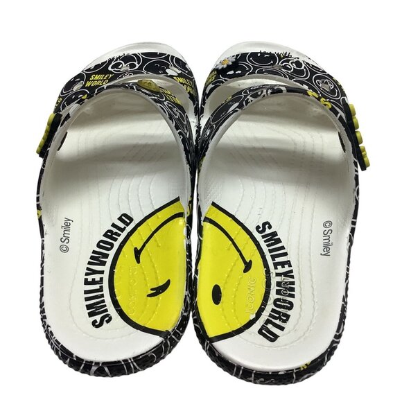 Smileyworld X Crocs Slide Sandals Black/Yellow Graphic Womens Size 8 Lightweight - Picture 5 of 7